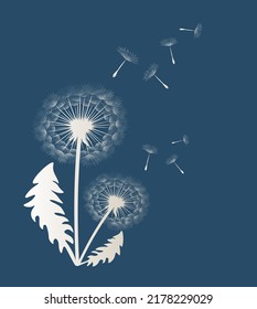 Vector illustration of silhouette dandelions on a dark background.
EPS10 for logos or labels, postcards, posters, stickers, wall decor, wallpaper etc. Wall art for decor.