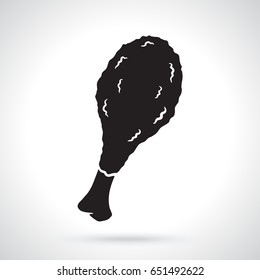 Vector illustration. Silhouette of deep-fried chicken leg. Unhealthy food. Patterns elements for menus, signboards, showcases, wallpapers
