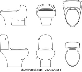 Vector illustration silhouette design detail sketch of modern monobloc toilet seat
