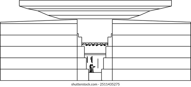 Vector illustration silhouette design detail background layout site plan view of performance hall with many spectators