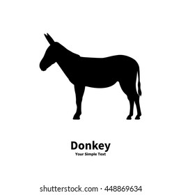 Vector illustration of a silhouette of a donkey on an isolated white background. Moke profile side view.