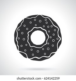 Vector illustration. Silhouette of donut with glaze and powder. Patterns elements for greeting cards, wallpapers