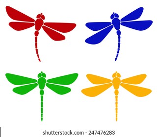 Ilustración vectorial. Silueta de libélula
