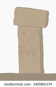 Vector illustration and silhouette drawing Gobeklitepe, Urfa, Turkey - vintage. UNESCO cultural heritage. Gobekli tepe in TURKEY.  the world's first temple. oldest work. neolithic period. t columns. 