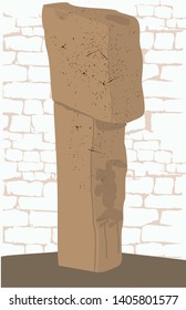 Vector illustration and silhouette drawing Gobeklitepe, Urfa, Turkey - vintage. UNESCO cultural heritage. Gobekli tepe in TURKEY.  the world's first temple. oldest work. neolithic period. t columns. 
