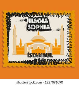 Vector illustration and silhouette drawing Hagia Sophia, istanbul, Turkey