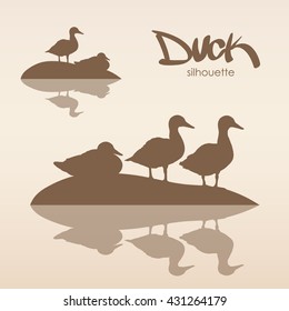 Vector illustration: silhouette of ducks.