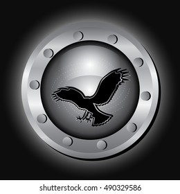 Vector illustration of the silhouette of eagle. Metallic style