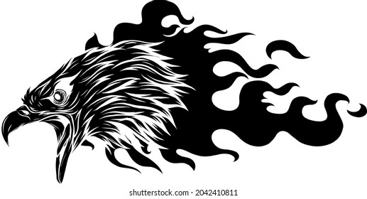 vector illustration of silhouette Eagle Supercharge Abstract