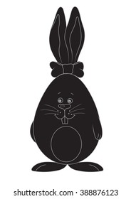 Vector illustration silhouette Easter bunny in an egg shape