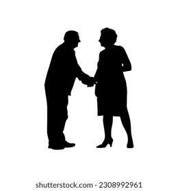 Vector illustration. Silhouette of an elderly man and woman. Husband and wife. Pensioners.