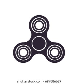 Vector illustration. Silhouette of fidget spinner. Hand toy for increased focus, stress relief. Popular gadget. Isolated  pattern on white background