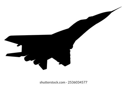 Ilustración vectorial de la silueta del avión de combate, avión de guerra. Silueta del avión multifunción aislado en el fondo blanco
