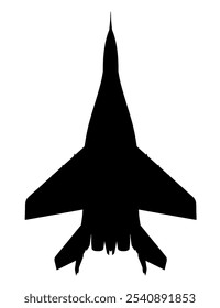 Ilustración vectorial de la silueta del avión de combate, avión de guerra. Silueta del avión multifunción aislado en el fondo blanco