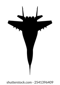 Ilustración vectorial de la silueta del avión de combate, avión de guerra. Silueta del avión multifunción aislado en el fondo blanco