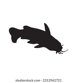 Vector illustration silhouette of fish catfish