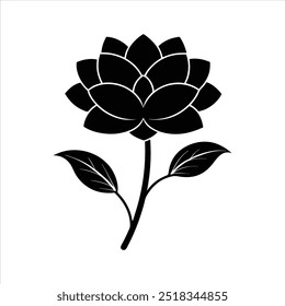 Vector illustration silhouette of a flower, featuring both inline and outline designs.