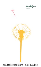 Vector illustration - Silhouette with flying dandelion buds 