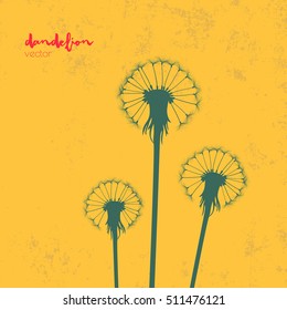 Vector illustration - Silhouette with flying dandelion buds 