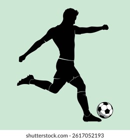 vector illustration of a silhouette of a football player kicking a ball during a match