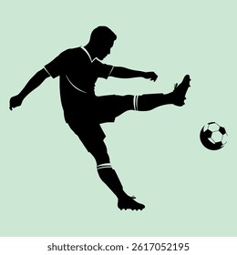 vector illustration of a silhouette of a football player kicking a ball during a match