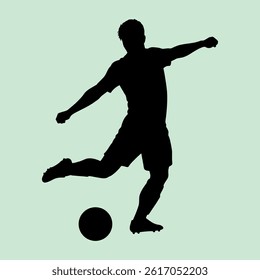 vector illustration of a silhouette of a football player kicking a ball during a match