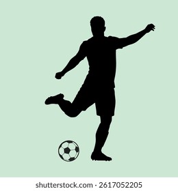 vector illustration of a silhouette of a football player kicking a ball during a match