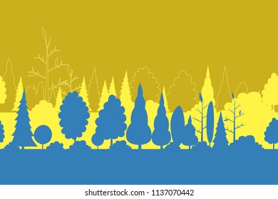 Vector illustration of silhouette forest trees. Abstract nature background