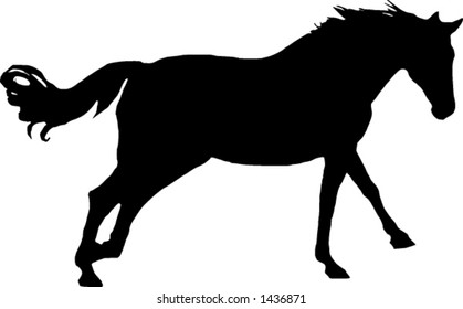 A vector illustration of the silhouette of a galloping horse