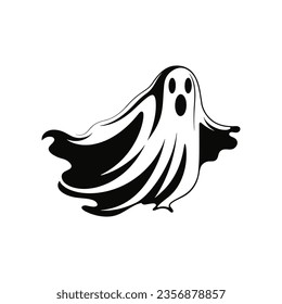 Vector illustration of the silhouette of a ghost in a long cloak.