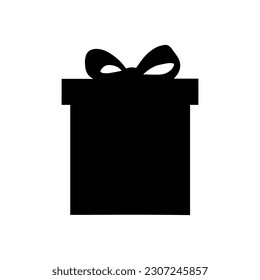 Ilustración vectorial. Silhouette de una caja de regalo con un arco. Cumpleaños. Año Nuevo. Sorpresa. Un regalo de Navidad.