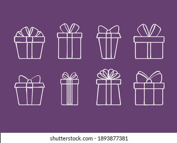 Vector illustration of silhouette gifts boxes with bows
