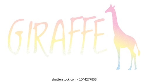 Vector illustration of a  silhouette giraffe. Isolated white background. Icon giraffe side view profile.
