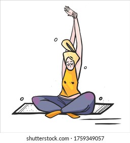 vector illustration of a silhouette of a girl doing yoga and stretching. Suitable as a design element for a sports organization and fitness center or as a logo for a yoga Studio or coaching activity