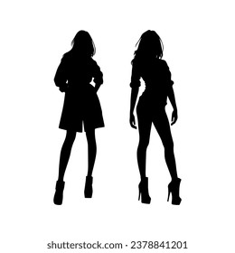 Vector illustration. Silhouette of a girl. Girlfriends on a white background.