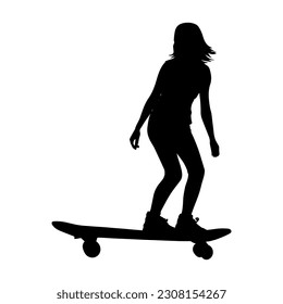 Vector illustration. Silhouette of a girl on a skateboard.