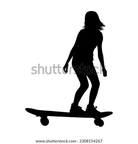 Vector illustration. Silhouette of a girl on a skateboard. Stock photo © 