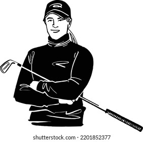 vector illustration of silhouette of a golfer in action
