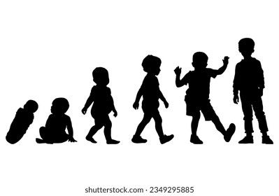 vector illustration. Silhouette of a growth man. Growing up. life scale.