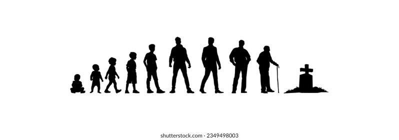 vector illustration. Silhouette of a growth man. Growing up. life scale.