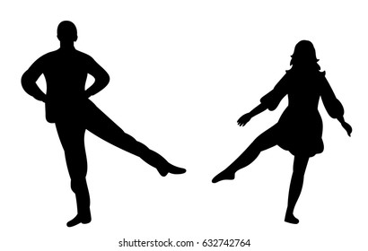 Vector, illustration, silhouette of a guy and a girl dancing a dance