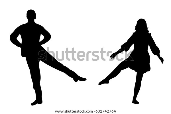 Vector Illustration Silhouette Guy Girl Dancing Stock Vector (Royalty ...