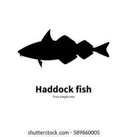 Vector illustration silhouette of haddock fish. Isolated on a white background. 