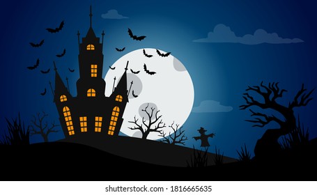 vector illustration of silhouette halloween. greeting holiday halloween background