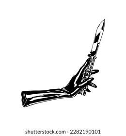 vector illustration of a silhouette of a hand holding a knife