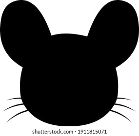 Vector illustration of the silhouette of the head of a mouse