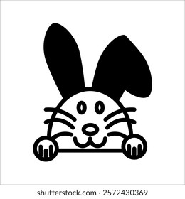 Vector illustration of the silhouette of the head of a rabbit, with white background