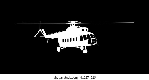 Vector illustration the silhouette of the helicopter.