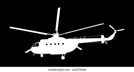 Vector illustration the silhouette of the helicopter.