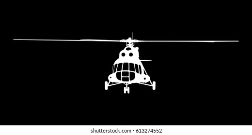 Vector illustration the silhouette of the helicopter.